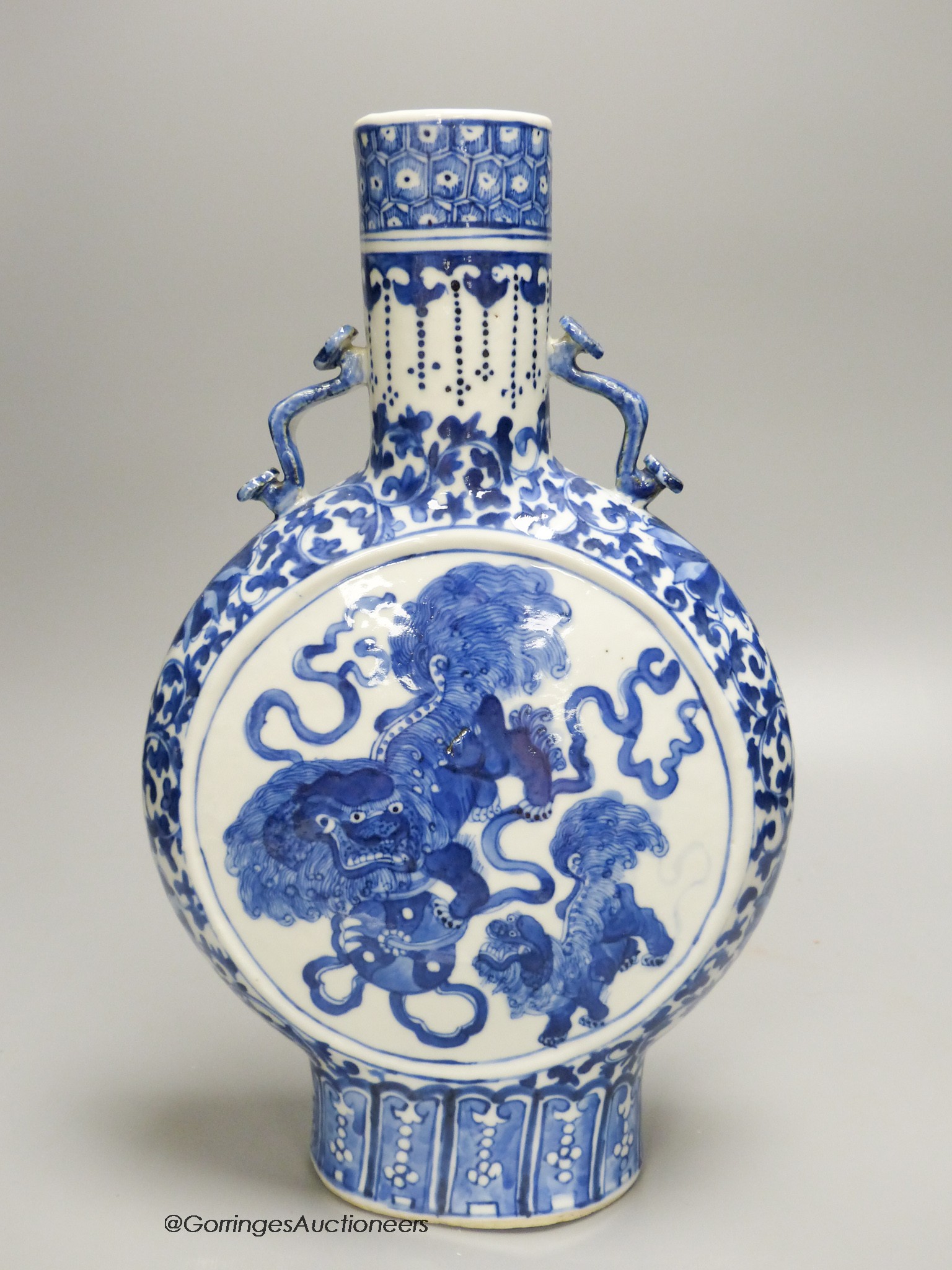 A 19th century Chinese blue and white moonflask, 35.5cm high